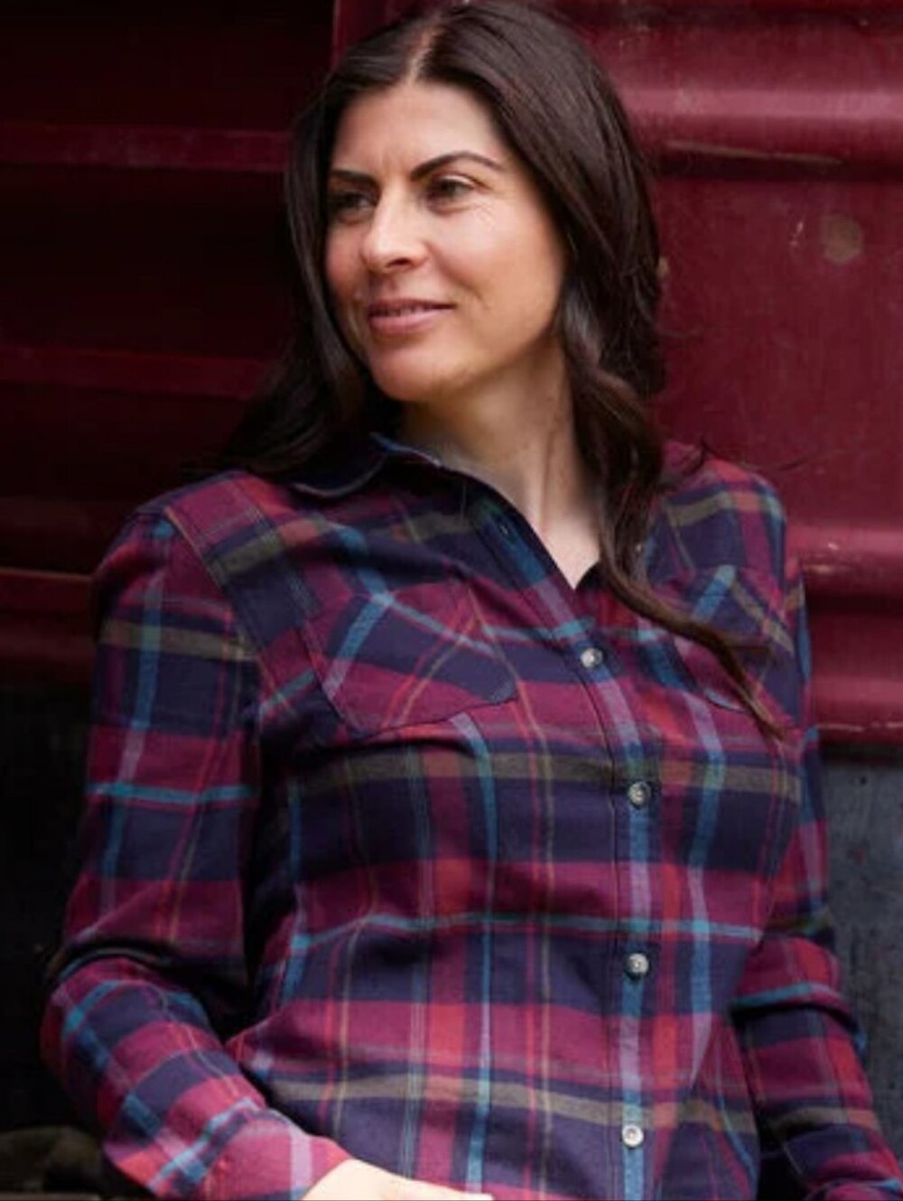 Legendary Whitetails Women’s Sangria Plaid Button-Up Flannel Shirt